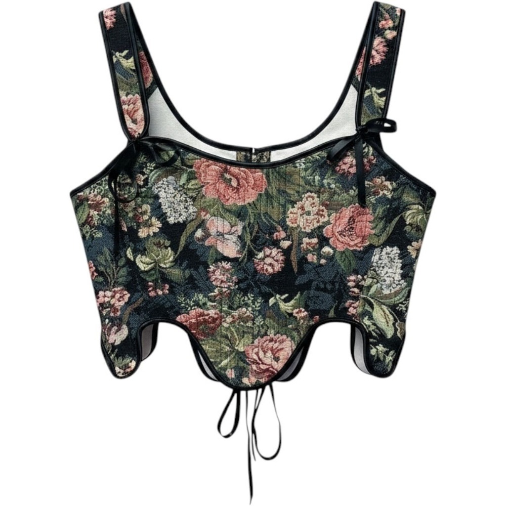 Scarlet Darkness Corset Top 16 Floral Victorian Whimsigoth Coquette Ren Faire